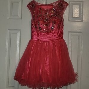 Elegant Pink Beaded Kids Dress